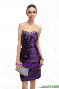 Sweetheart Mini Length Formal Prom Dresses with Ruching and Beading