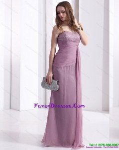 2015 Discount Strapless Ruching Floor Length Formal Prom Dress in Lilac