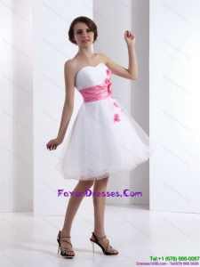 2015 Romantic Sweetheart White Formal Prom Dress with Hand Made Flowers