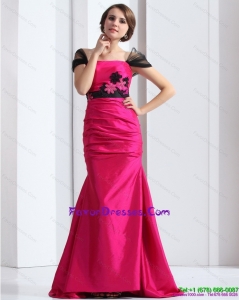 Luxurious 2015 Formal Prom Dress with Brush Train and Hand Made Flowers