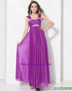 Romantic and Cheap Empire Floor Length Prom Dress with Ruching and Beading