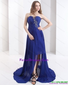 2015 Cheap Sweetheart Prom Dress with Beading and Brush Train
