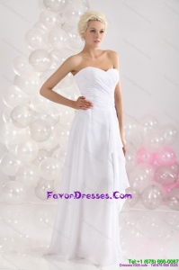 2015 Sophisticated Ruching Floor Length Formal Prom Dress in White