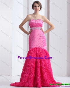 2015 Wonderful and Cheap Strapless Prom Dress with Ruching and Beading