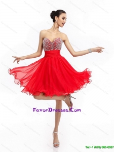 Elegant Sweetheart Short Prom Dresses with Rhinestones and Ruching