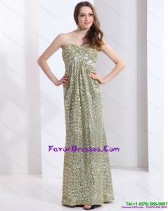 Exclusive and Cheap One Shoulder Floor Length Sequined Prom Dress for 2015