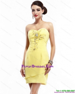 New Style Sweetheart Beading Yellow Formal Prom Dress for 2015