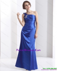 New Style and Cheap One Shoulder 2015 Prom Dress with Ruching and Beading