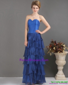 2015 Blue Sweetheart Perfect Prom Dresses with Ruffled Layers