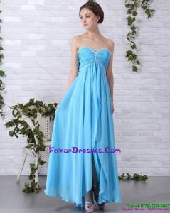2015 Gorgeous Long Perfect Prom Dresses with Ruching and Beading