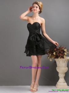 2015 Gorgeous Sashe Mini Length Prom Dress in Black