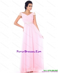 2015 Perfect and Cheap Off the Shoulder Beading Prom Dress in Baby Pink