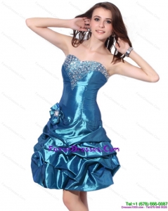 Beading Strapless Perfect Prom Dresses with Pick Ups and Hand Made Flower