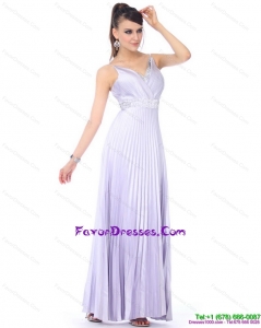 Elegant 2015 Empire V Neck Prom Dress with Pleats and Beading