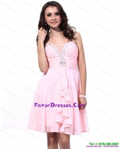 Fashional Baby Pink Perfect Prom Dresses with Beading and Ruching