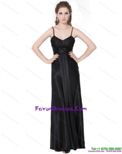 2015 Dynamic and Cheap Spaghetti Straps Ruching Prom Dress in Black