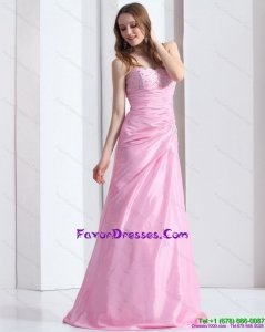 2015 Exclusive and Cheap Baby Pink Sweetheart Prom Dress with Beading and Ruching