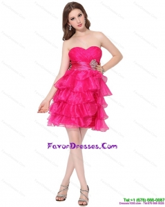 2015 Sweetheart Perfect Prom Dresses with Ruffled Layers and Beading