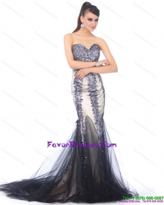 Elegant 2015 Sweetheart Mermaid Perfect Prom Dress with Beading and Brush Train