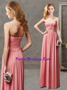 Exquisite Empire Ruched Bodice Chiffon Watermelon Long Evening Dress