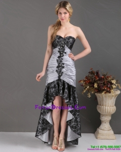 High Low Multi Color Prom Dresses with Ruching and Appliques