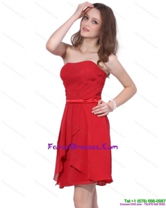 Latest Strapless Short Red 2015 Stylish Prom Dress with Ruching