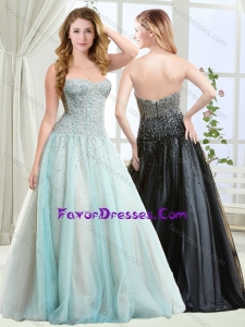 Gorgeous Beaded Brush Train Tulle Graduation Dress with Zipper Up