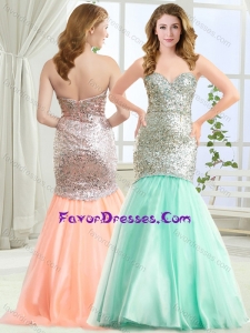 Gorgeous Mermaid Apple Green Graduation Dress in Tulle and Sequins