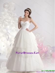 Beautiful Sweetheart Beaded Ruffled Bridal Dresses in White