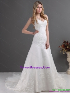 2015 Beautiful Lace Bridal Dress with Spaghetti Straps