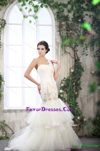 2015 Beautiful One Shoulder Bridal Dress with Beading and Ruching