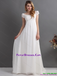 Beautiful 2015 Ruching Square Bridal Dress with Floor-length