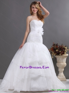 Beautiful 2015 Sophisticated Sweetheart Bridal Dress with Brush Train
