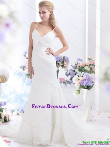 Beautiful 2015 Sophisticated White Beautiful Dress with Lace and Bowknot
