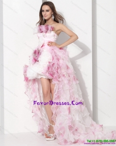 Beautiful Strapless High Low Bridal Dress with Ruffles for 2015