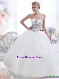Beautiful White Sweetheart 2015 Bridal Dresses with Rhinestones