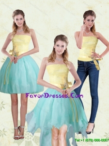 Exclusive Strapless High Low 2015 Detachable Dress with Bowknot