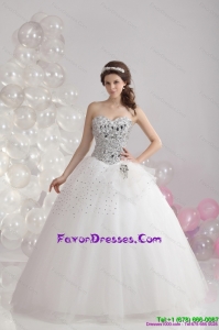 White Floor Length 2015 Couture Wedding Dresses with Rhinestones