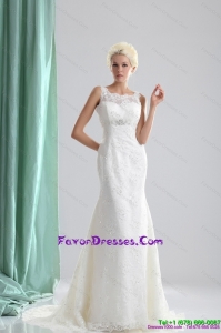 2015 Couture Lace and Beading Wedding Dress with Brush Train