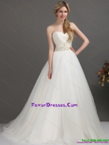 2015 Couture Sweetheart Wedding Dress with Beading and Ruching