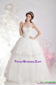 2015 Popular Sweetheart Ruffles and Beading Bridal Gowns in White