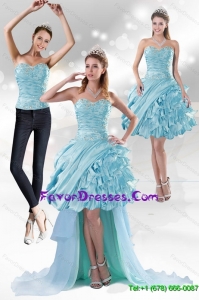 Detachable Sweetheart 2015 Prom Dress with Beading and Ruffled Layers