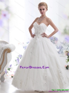 Perfect Beading Sweetheart White Wedding Dresses for 2015