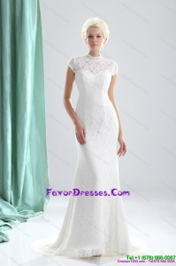2015 Wonderful High Neck Wedding Dresses with Lace