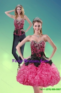 Detachable 2015 Sweetheart Multi Color Prom Dress with Ruffles and Beading