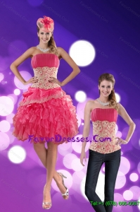 Detachable Strapless 2015 Prom Dress with Appliques and Ruffles