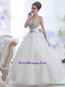 Pretty White Sweetheart Rhinestone Wedding Dresses for 2015