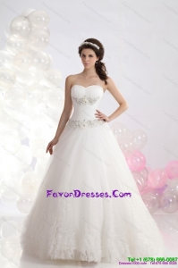 Sophisticated 2015 Sweetheart Wedding Dress with Brush Train