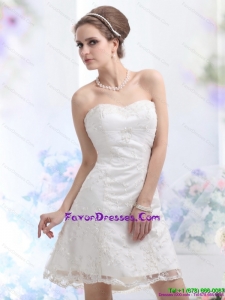 2015 Designer Sweetheart Mini-length Wedding Dress with Lace
