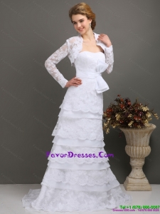 2015 Designer Sweetheart Wedding Dress with Lace and Bowknot